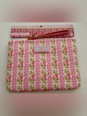 LoveShackFancy x Yoobi Blooming Heirloom Flat Zip Accessory Pouch with Strap